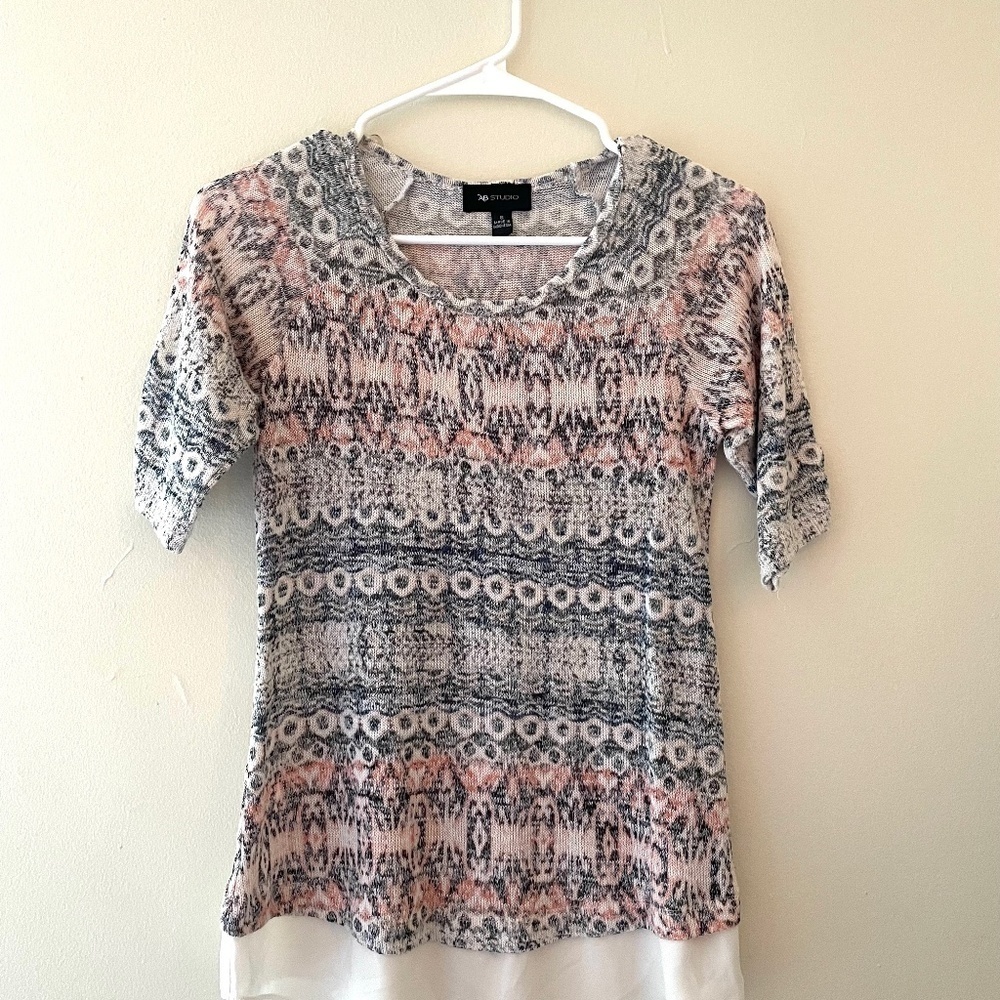 3/ $25 S-AB Studio Knit Top with White Decor on the‎ hem, Women's, Fall Sweater
